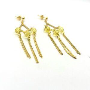Elegant Gold and Yellow Bead Dangle Earrings